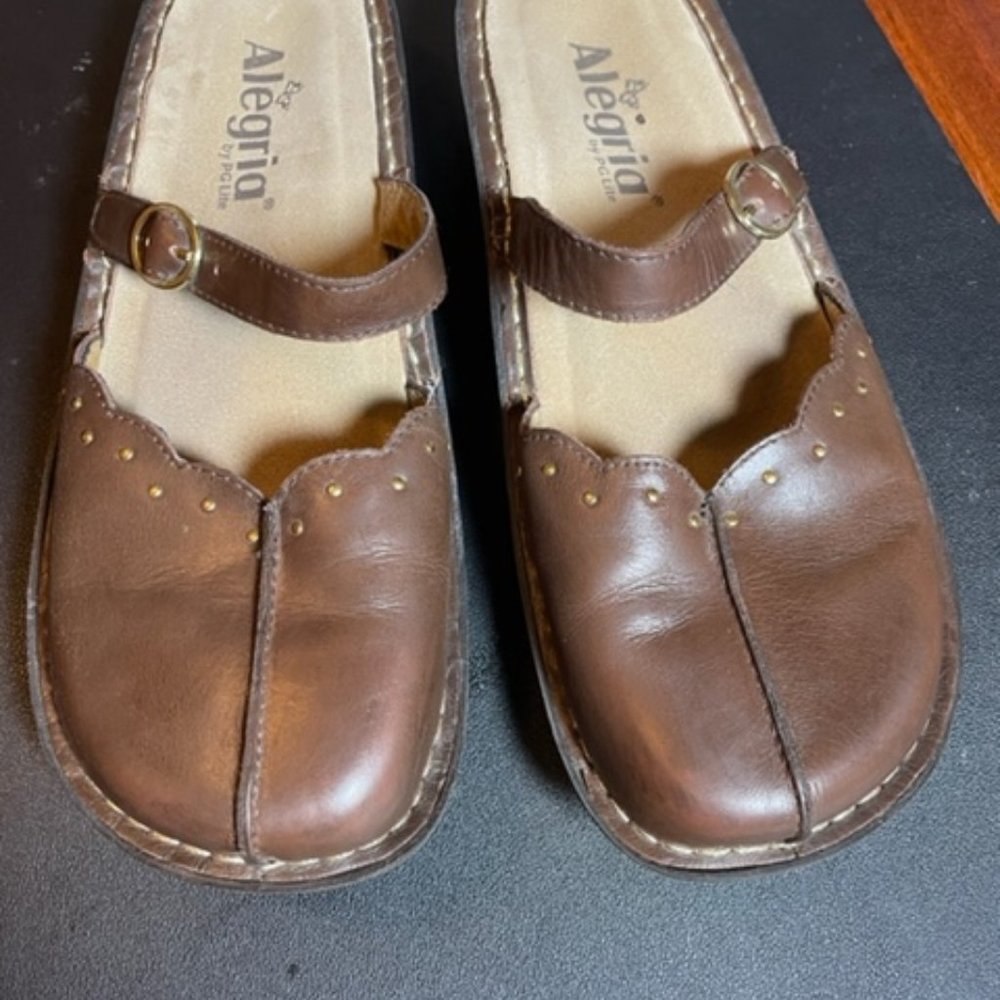 Alegria Open Back Brown Shoes Size 37